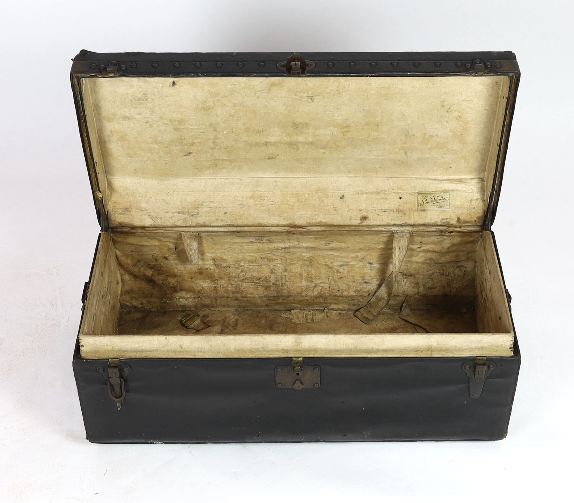 A Louis Vuitton motoring trunk, width 85cm, depth 44cm, height 32cm